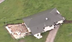House slides of piles during earthquake 